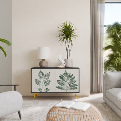 GREEN LEAFY STAMPS 2-Door Sideboard in Black Finish