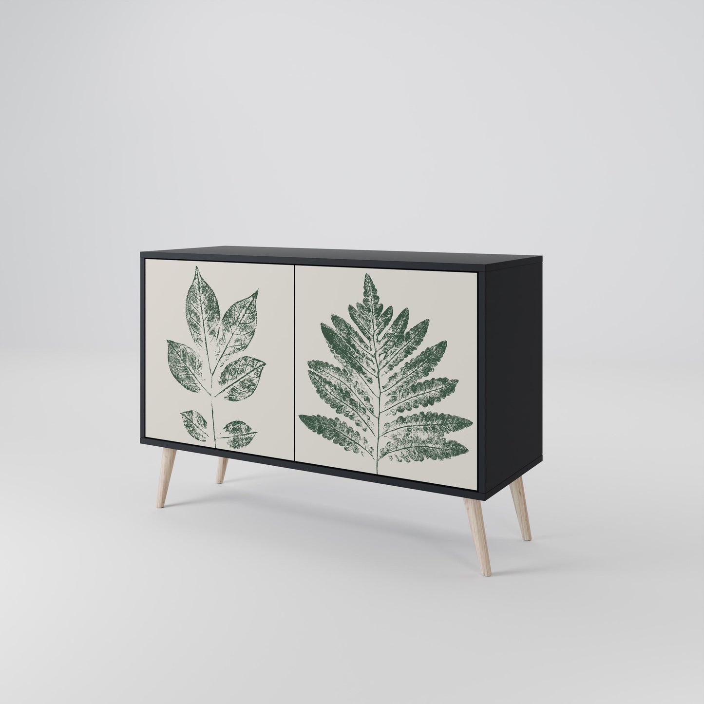 GREEN LEAFY STAMPS 2-Door Sideboard in Black Finish