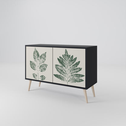 GREEN LEAFY STAMPS 2-Door Sideboard in Black Finish