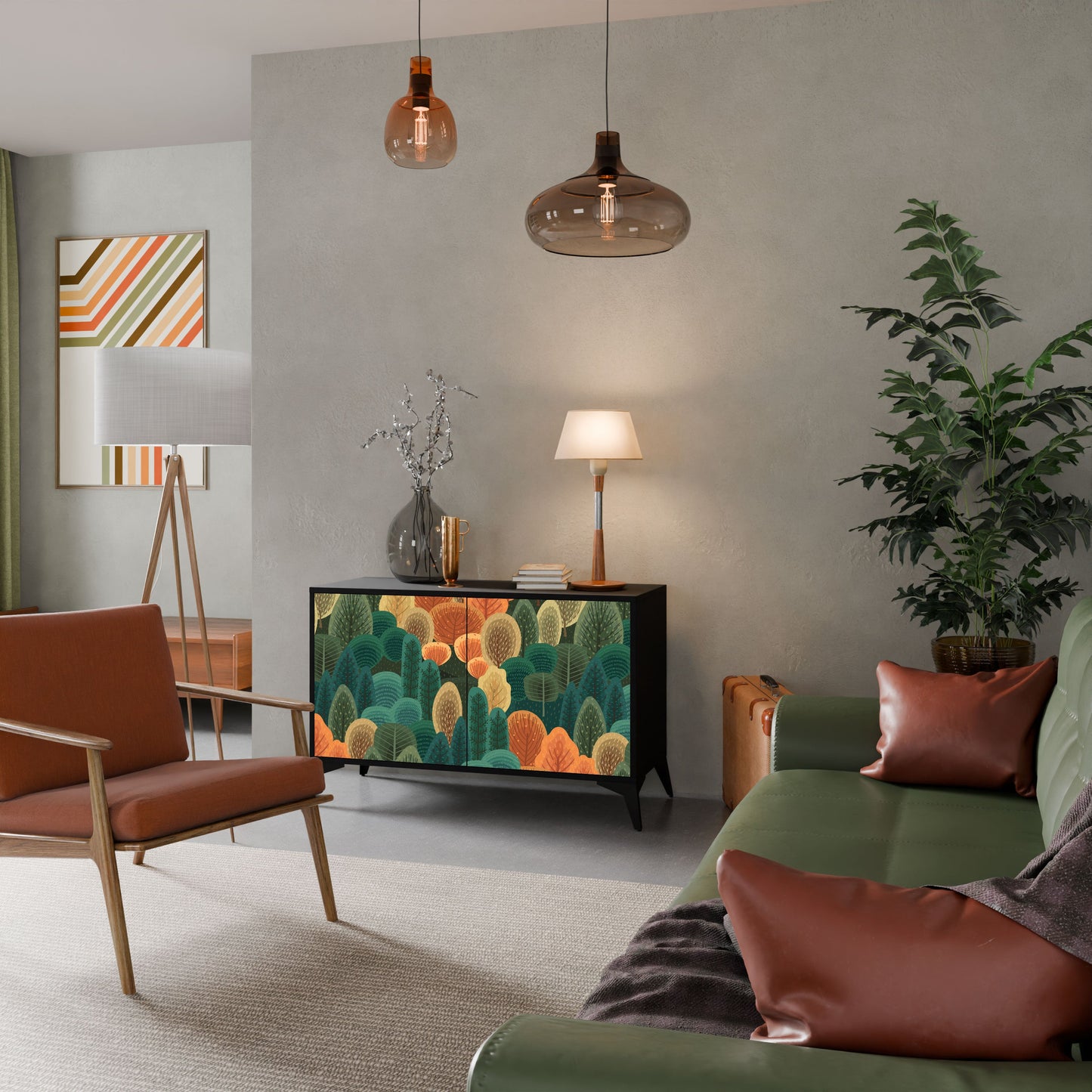 AUTUMN KALEIDOSCOPE Madia a 2 Ante in Finitura Nera