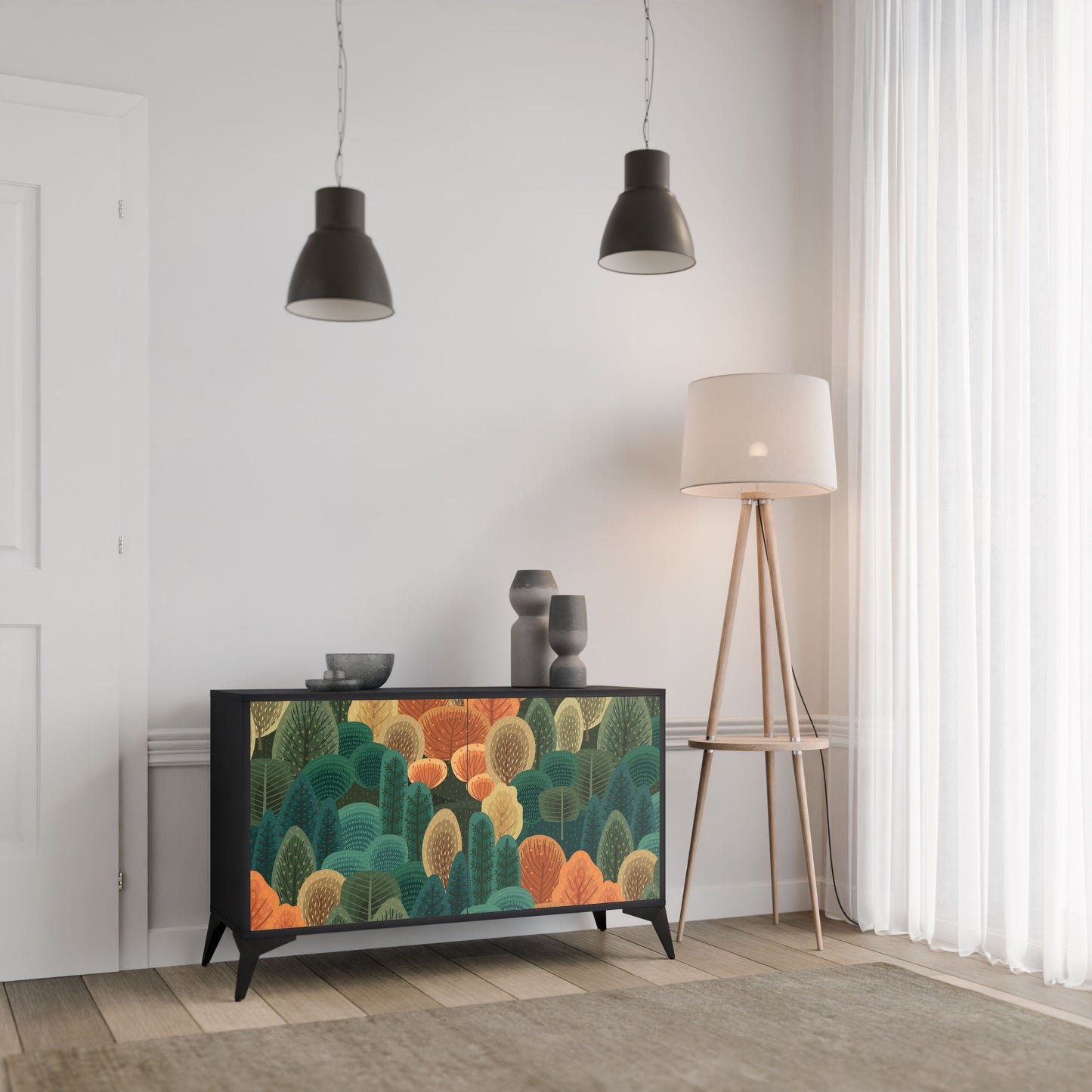 AUTUMN KALEIDOSCOPE Madia a 2 Ante in Finitura Nera