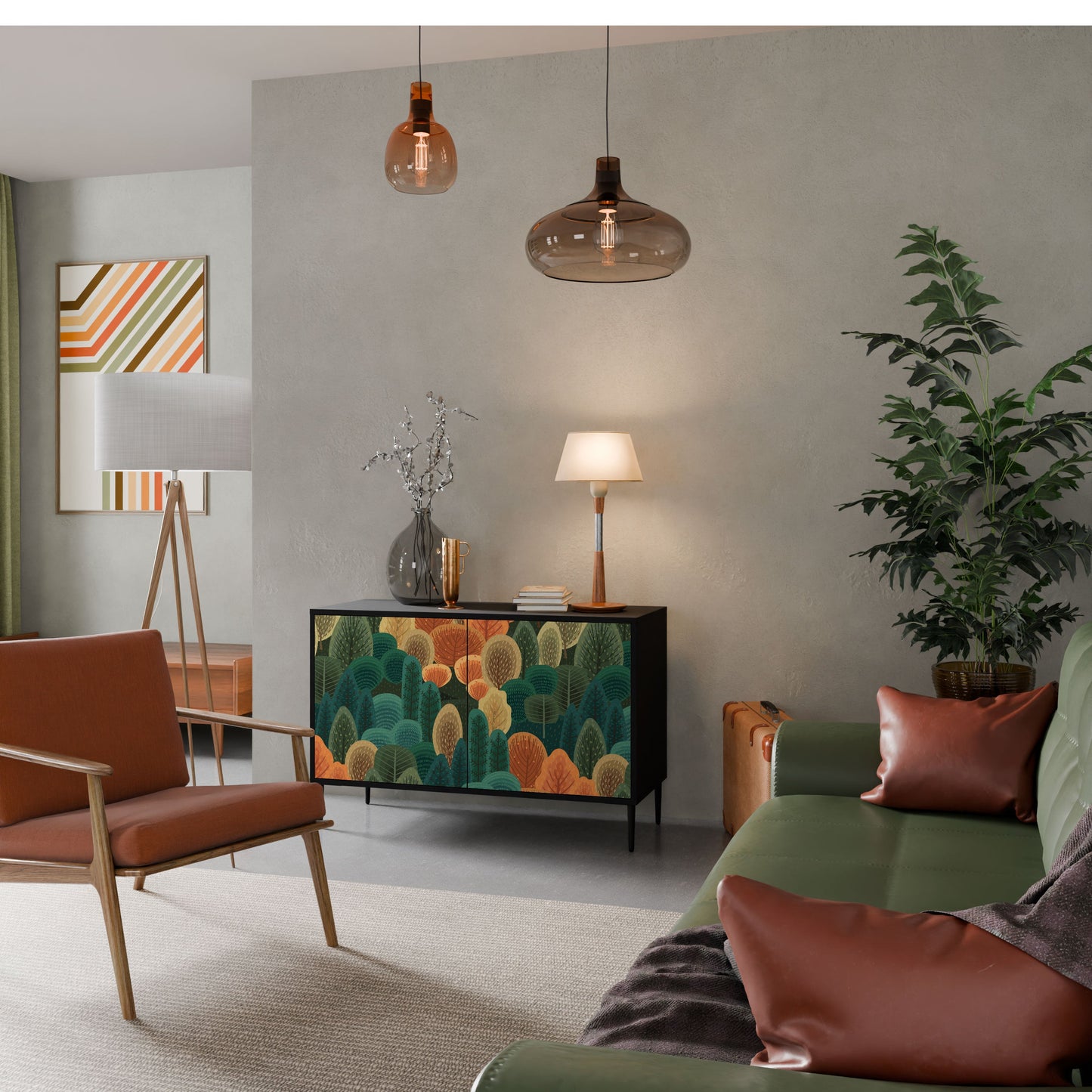 AUTUMN KALEIDOSCOPE Madia a 2 Ante in Finitura Nera