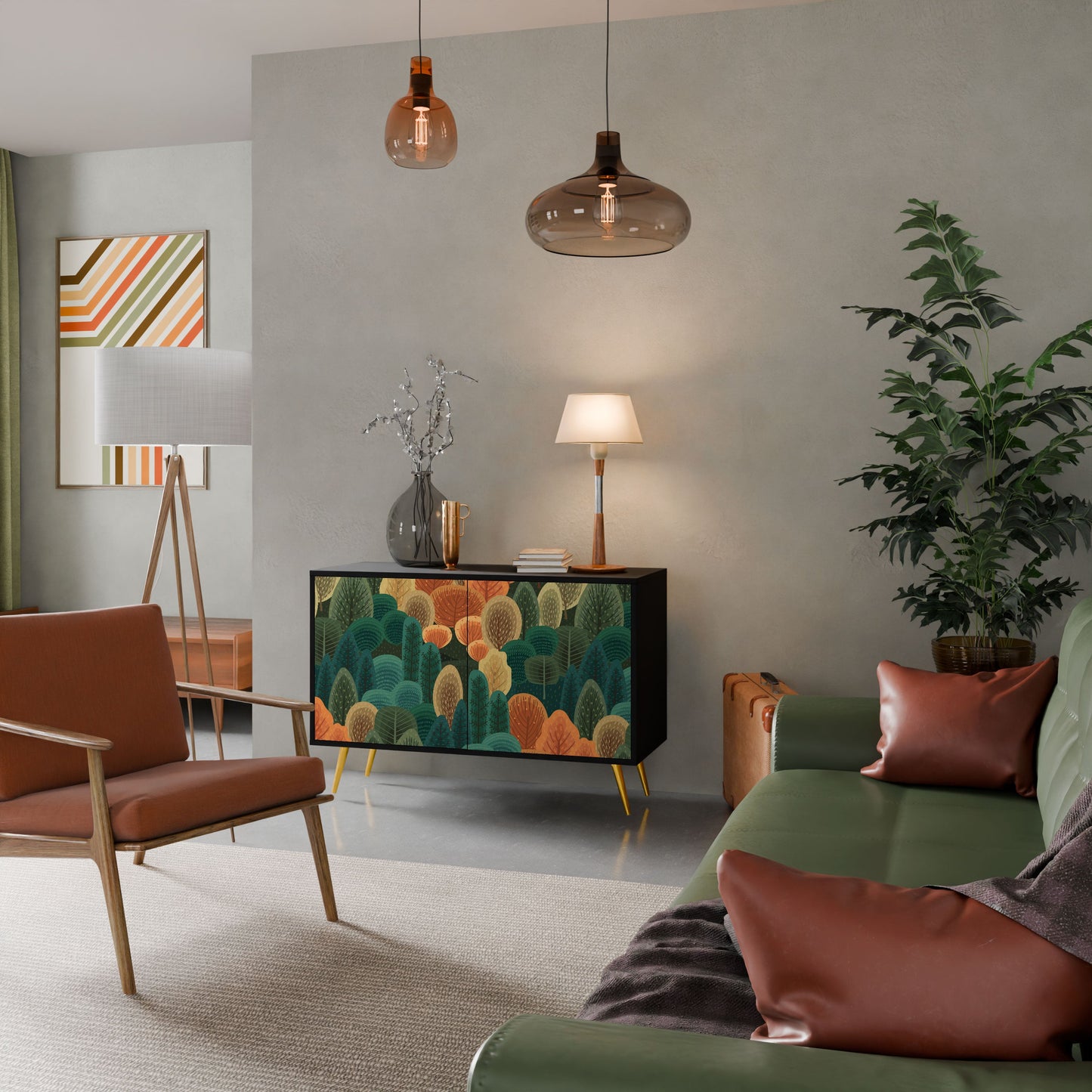 AUTUMN KALEIDOSCOPE Madia a 2 Ante in Finitura Nera