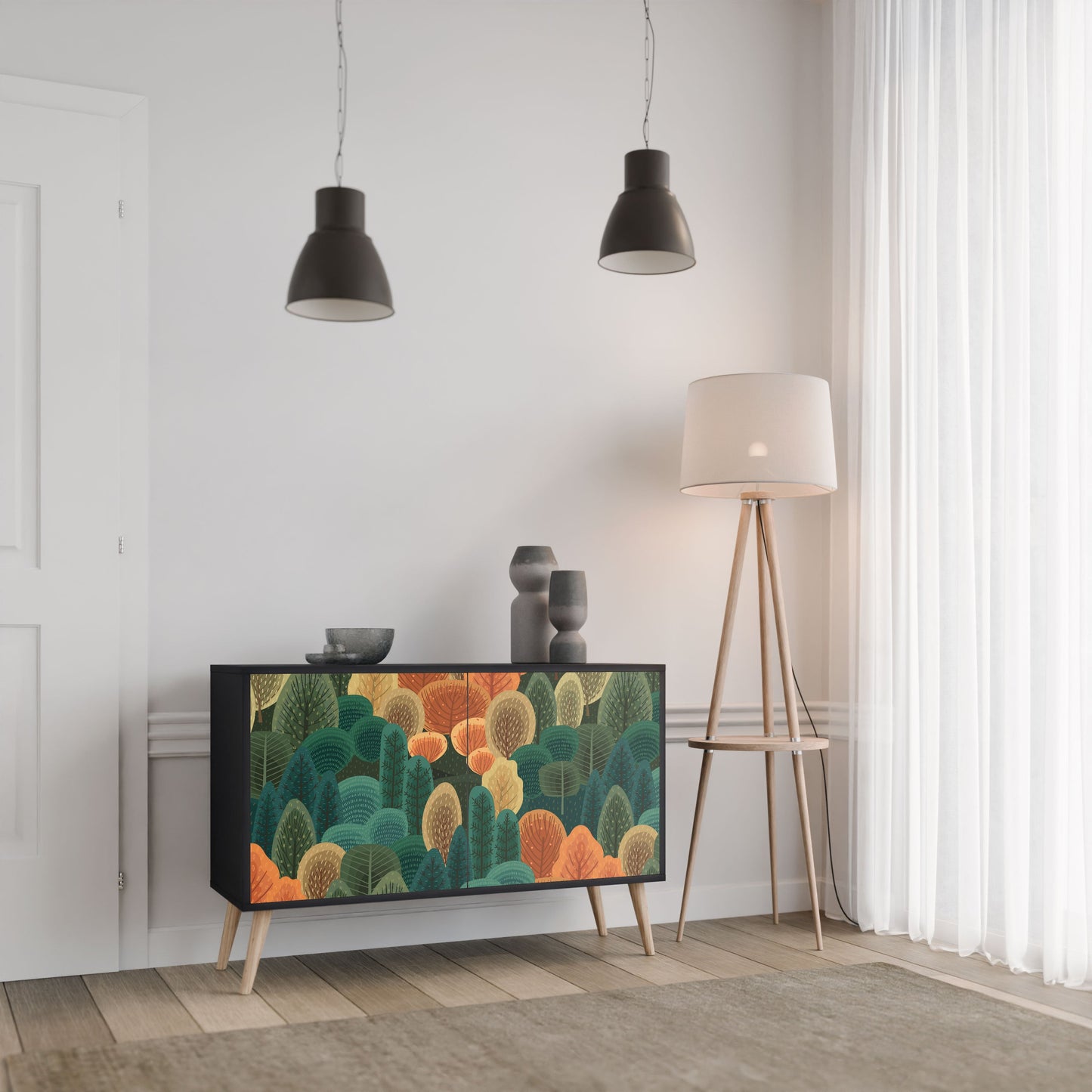 AUTUMN KALEIDOSCOPE Madia a 2 Ante in Finitura Nera