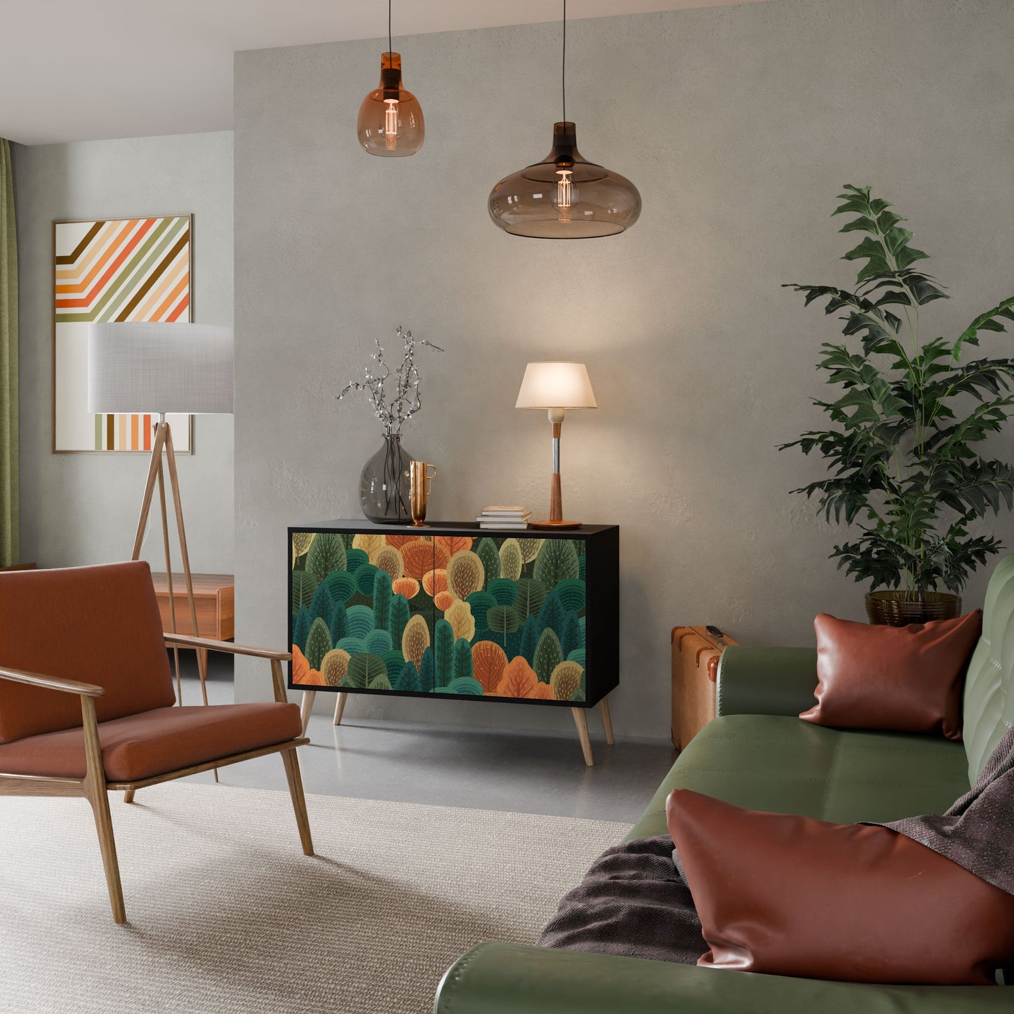 AUTUMN KALEIDOSCOPE Madia a 2 Ante in Finitura Nera