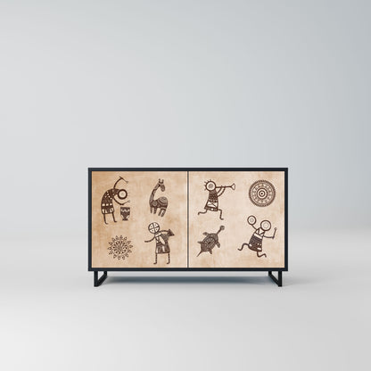 AFRICAN STYLE 2-Door Sideboard in Black Finish