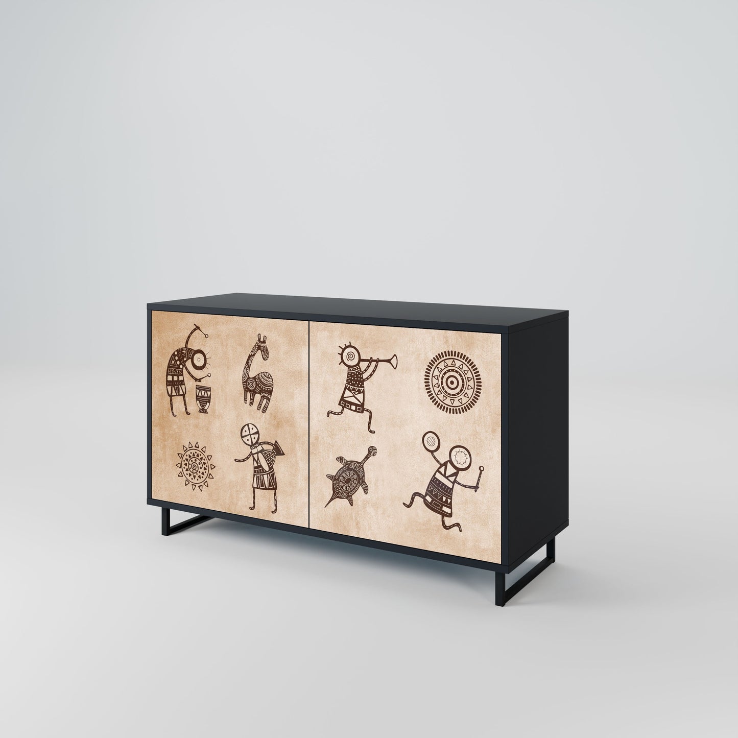 AFRICAN STYLE 2-Door Sideboard in Black Finish