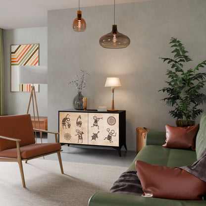 AFRICAN STYLE 2-Door Sideboard in Black Finish