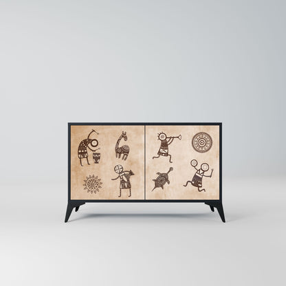AFRICAN STYLE 2-Door Sideboard in Black Finish
