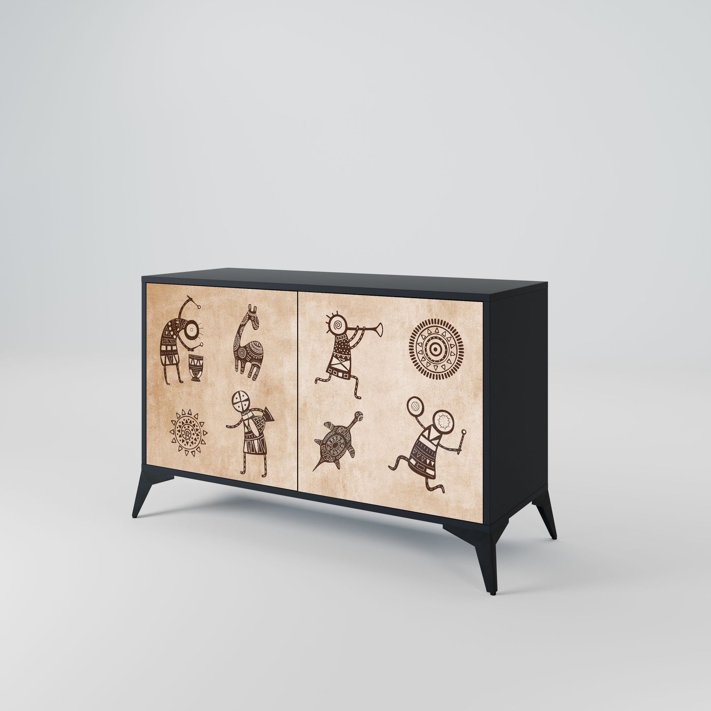 AFRICAN STYLE 2-Door Sideboard in Black Finish