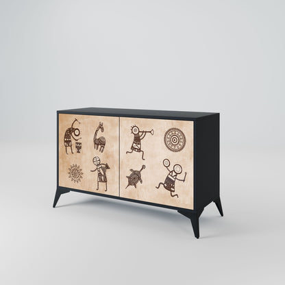 AFRICAN STYLE 2-Door Sideboard in Black Finish