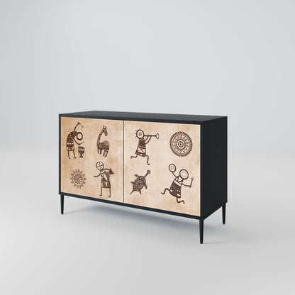 AFRICAN STYLE 2-Door Sideboard in Black Finish