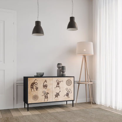 AFRICAN STYLE 2-Door Sideboard in Black Finish