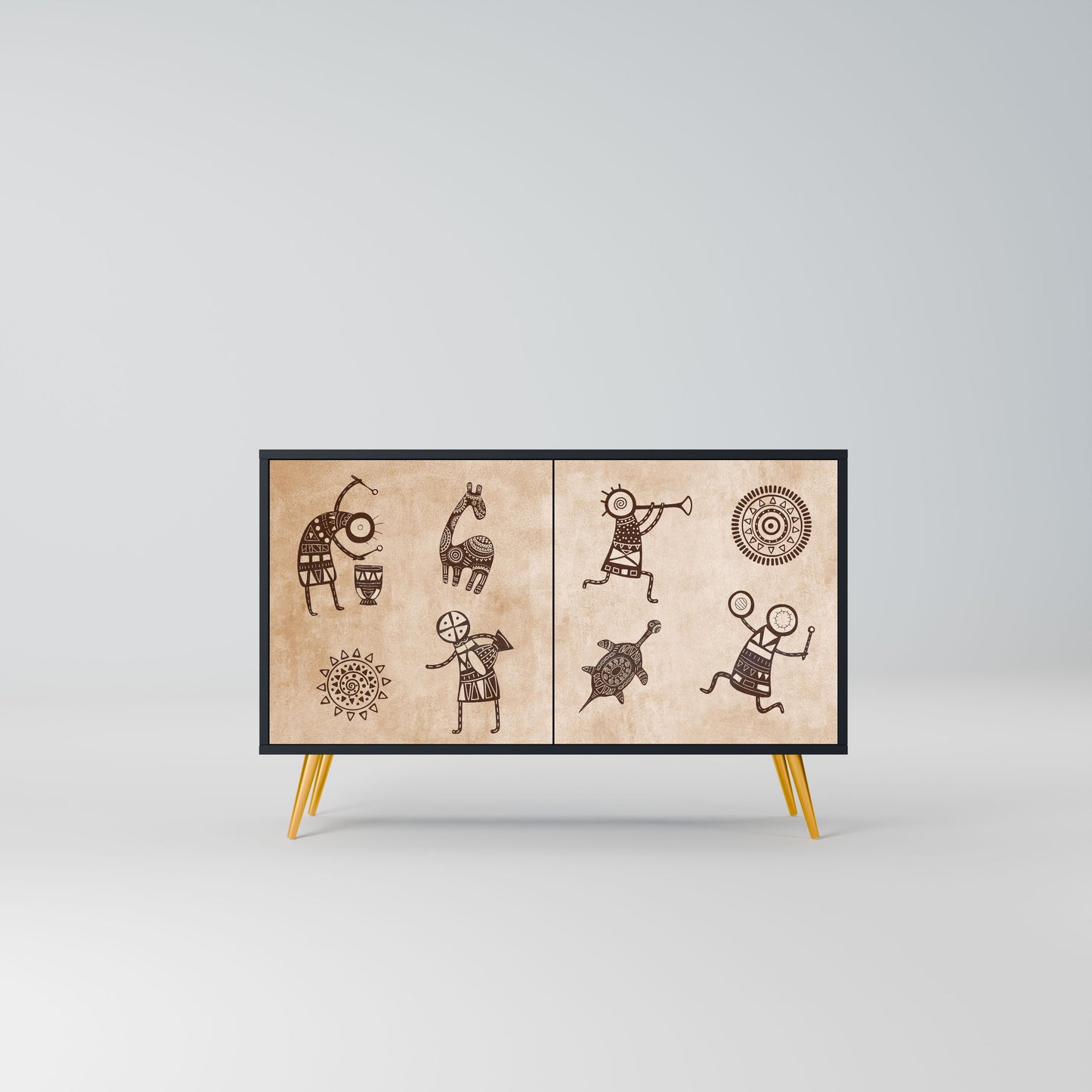 AFRICAN STYLE 2-Door Sideboard in Black Finish