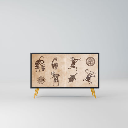 AFRICAN STYLE 2-Door Sideboard in Black Finish