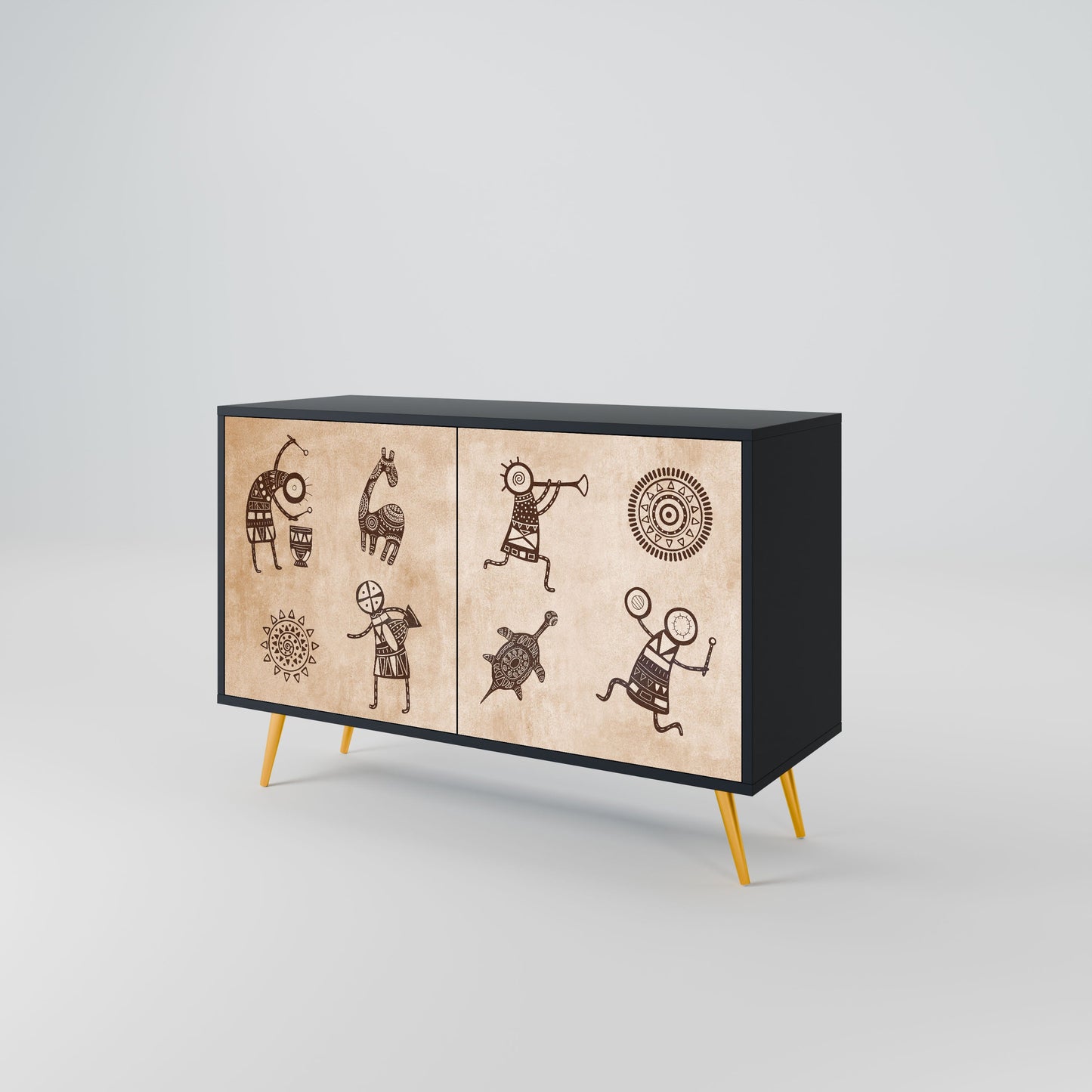 AFRICAN STYLE 2-Door Sideboard in Black Finish