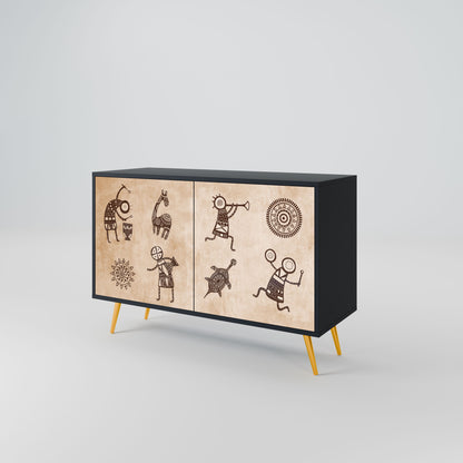 AFRICAN STYLE 2-Door Sideboard in Black Finish