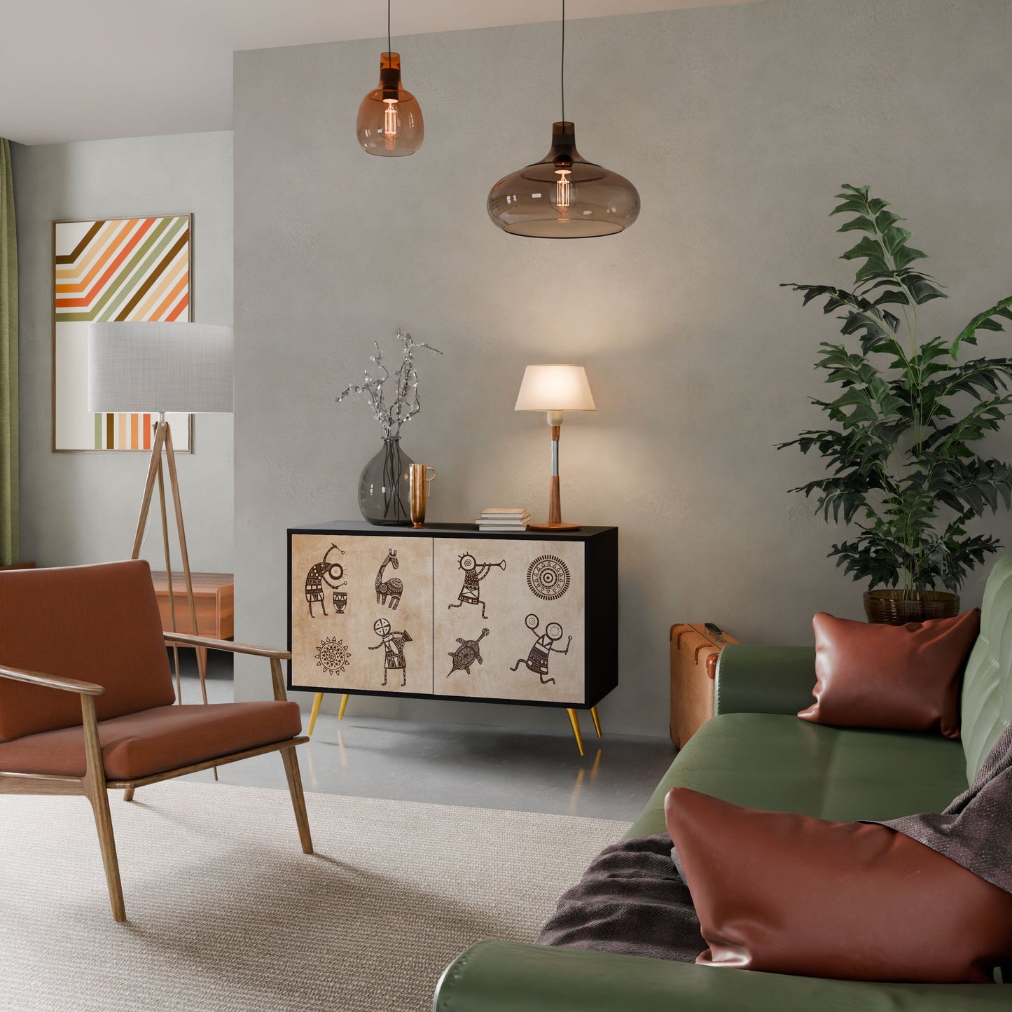 AFRICAN STYLE 2-Door Sideboard in Black Finish