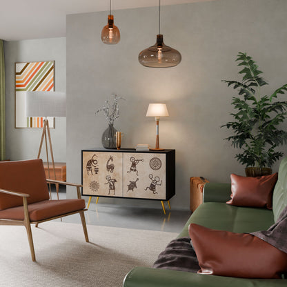 AFRICAN STYLE 2-Door Sideboard in Black Finish