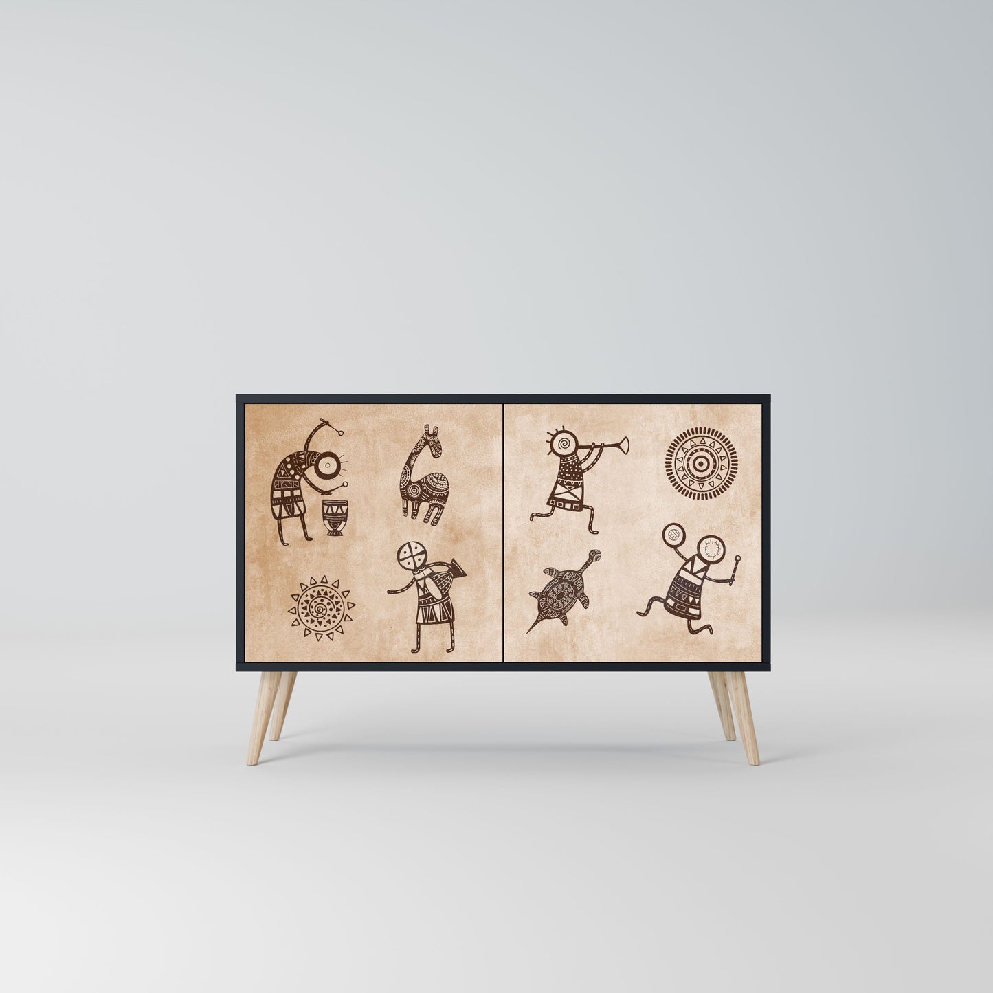 AFRICAN STYLE 2-Door Sideboard in Black Finish