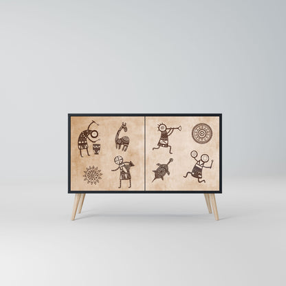 AFRICAN STYLE 2-Door Sideboard in Black Finish