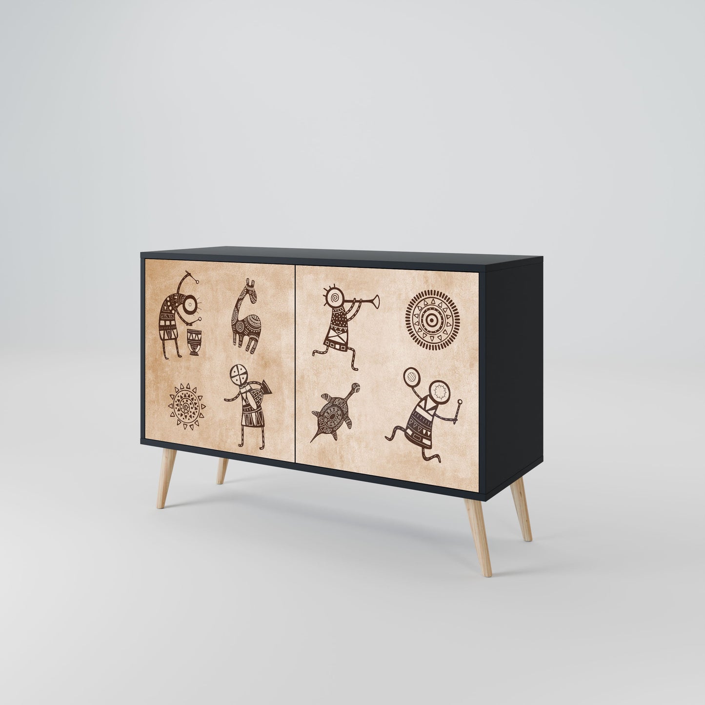 AFRICAN STYLE 2-Door Sideboard in Black Finish