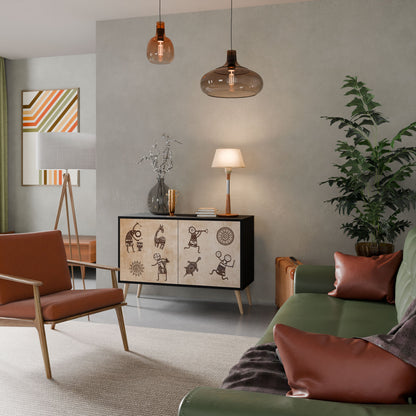 AFRICAN STYLE 2-Door Sideboard in Black Finish