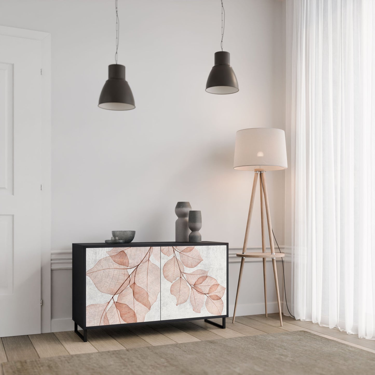 AUTUMN FRAGILITY Madia a 2 Ante in Finitura Nera