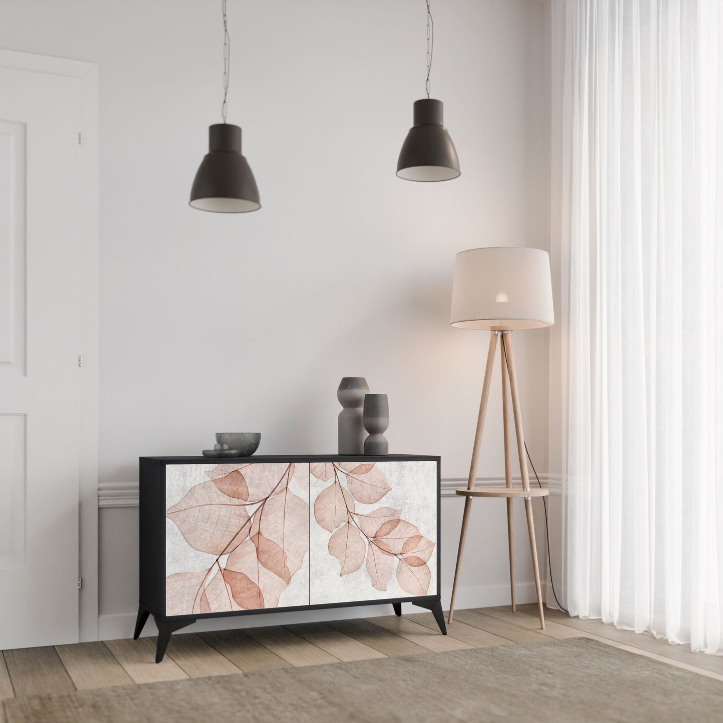 AUTUMN FRAGILITY Madia a 2 Ante in Finitura Nera