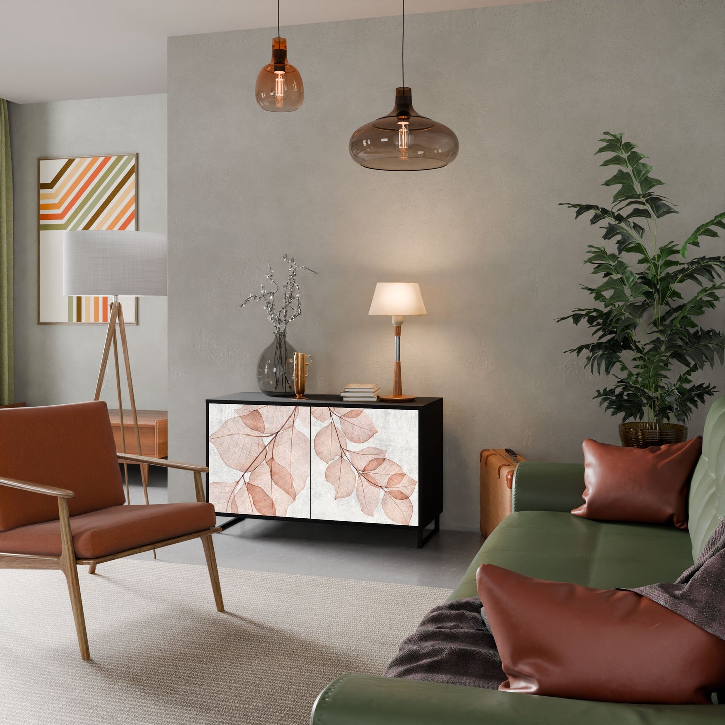 AUTUMN FRAGILITY Madia a 2 Ante in Finitura Nera