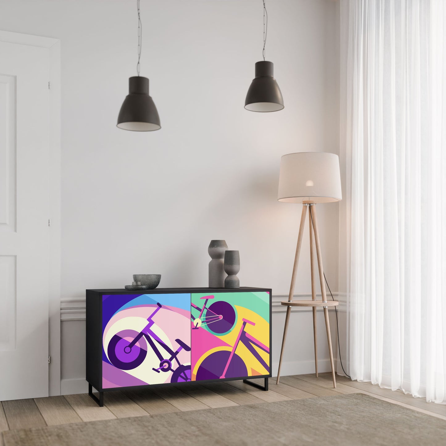 BIKE DREAMS 2-Door Sideboard in Black Finish