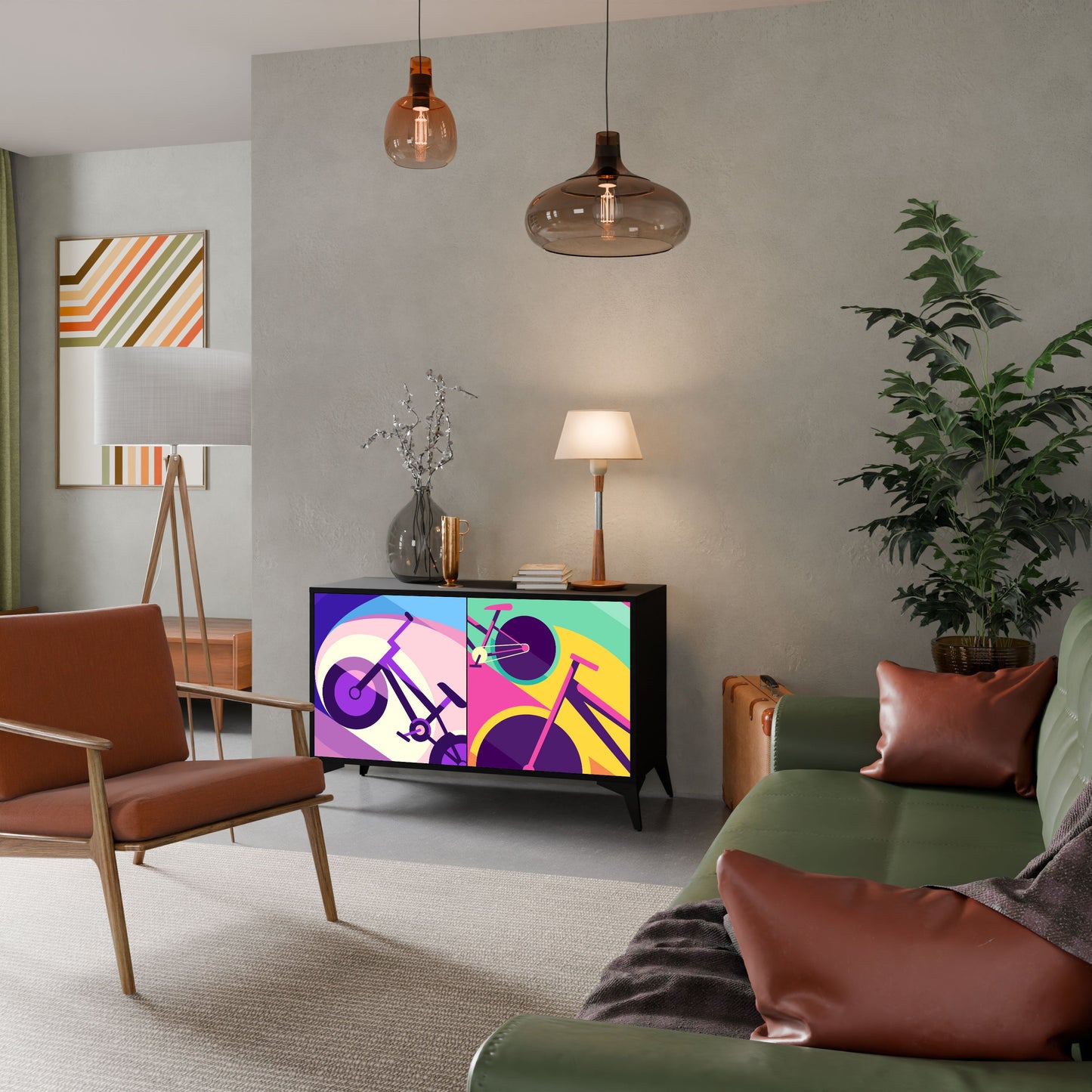 BIKE DREAMS 2-Door Sideboard in Black Finish