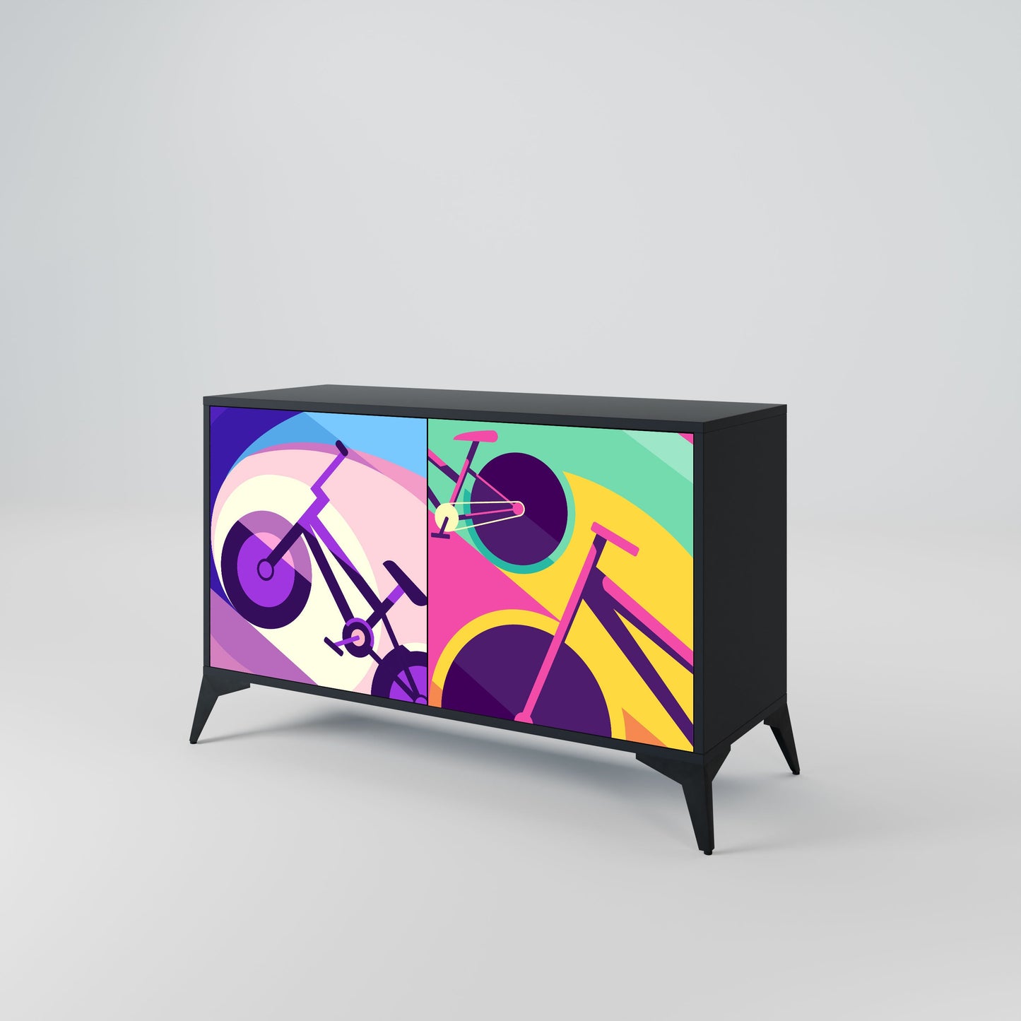 BIKE DREAMS 2-Door Sideboard in Black Finish