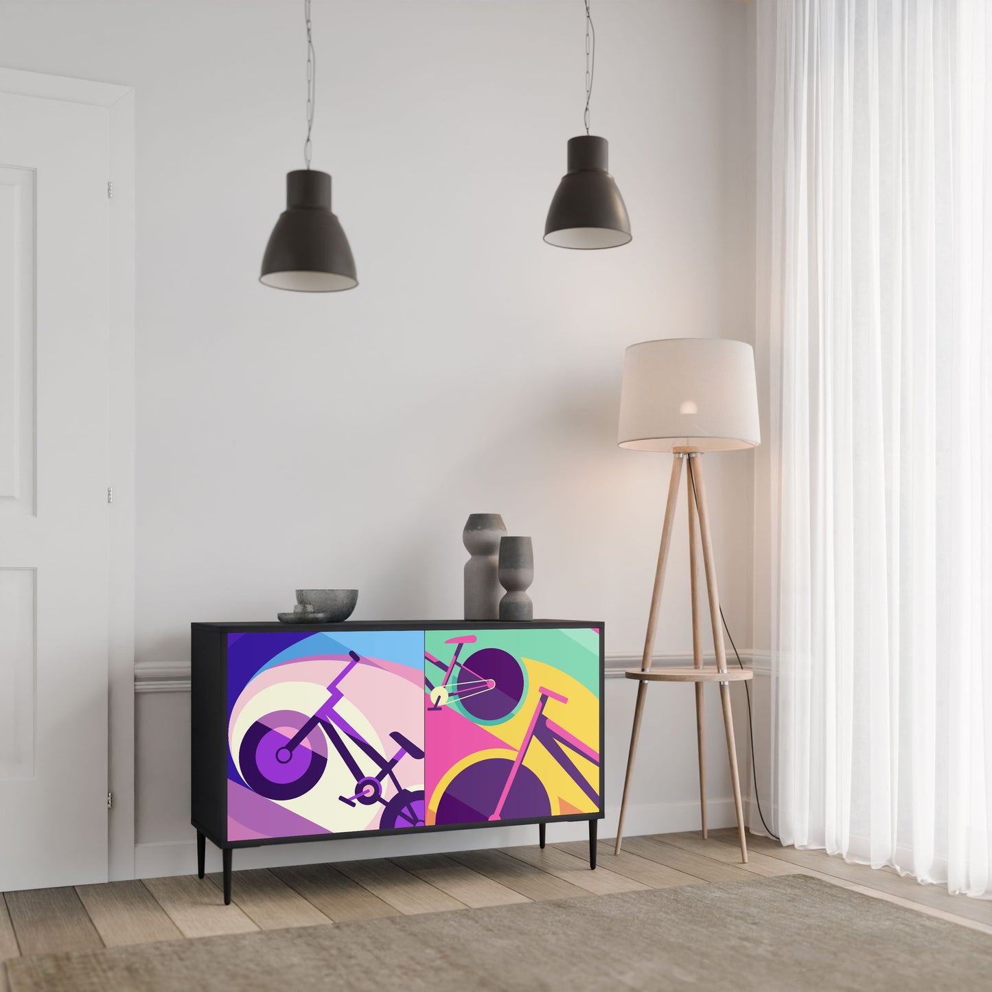 BIKE DREAMS 2-Door Sideboard in Black Finish