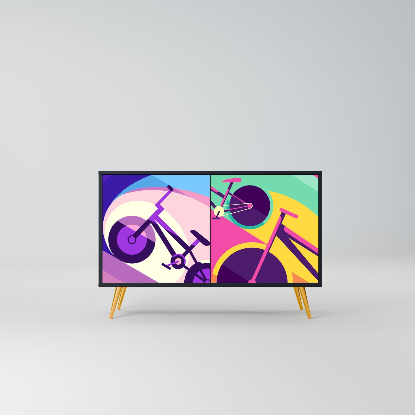 BIKE DREAMS 2-Door Sideboard in Black Finish