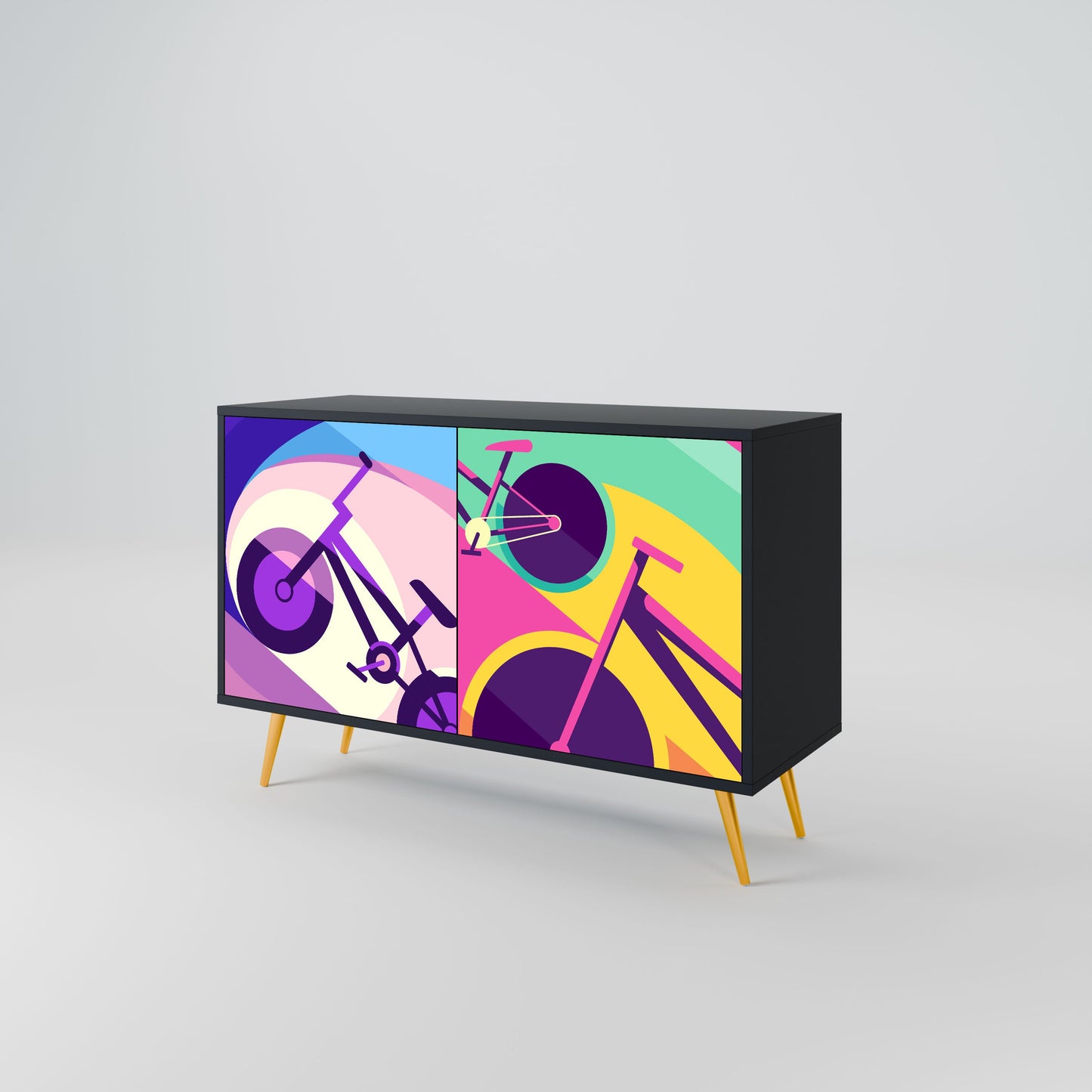 BIKE DREAMS 2-Door Sideboard in Black Finish