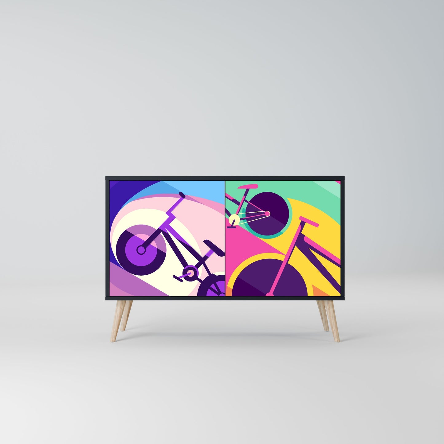 BIKE DREAMS 2-Door Sideboard in Black Finish