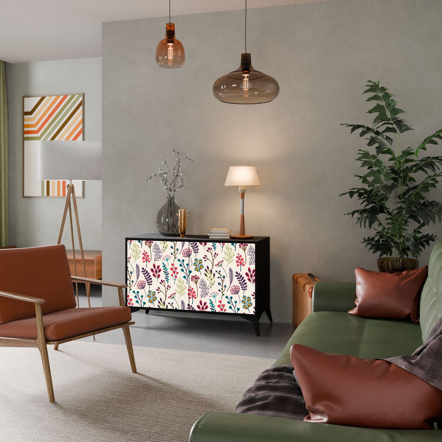 AUTUMN SUNDRIES Madia a 2 Ante in Finitura Nera