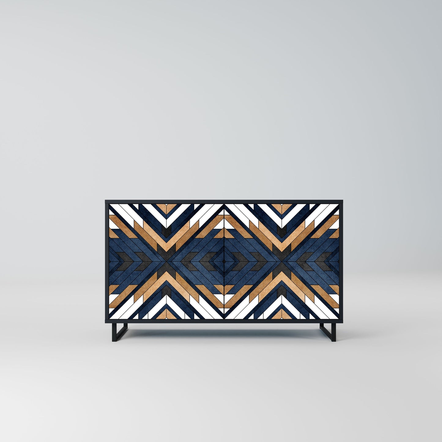 ARTFUL GEOMETRY Madia a 2 Ante in Finitura Nera