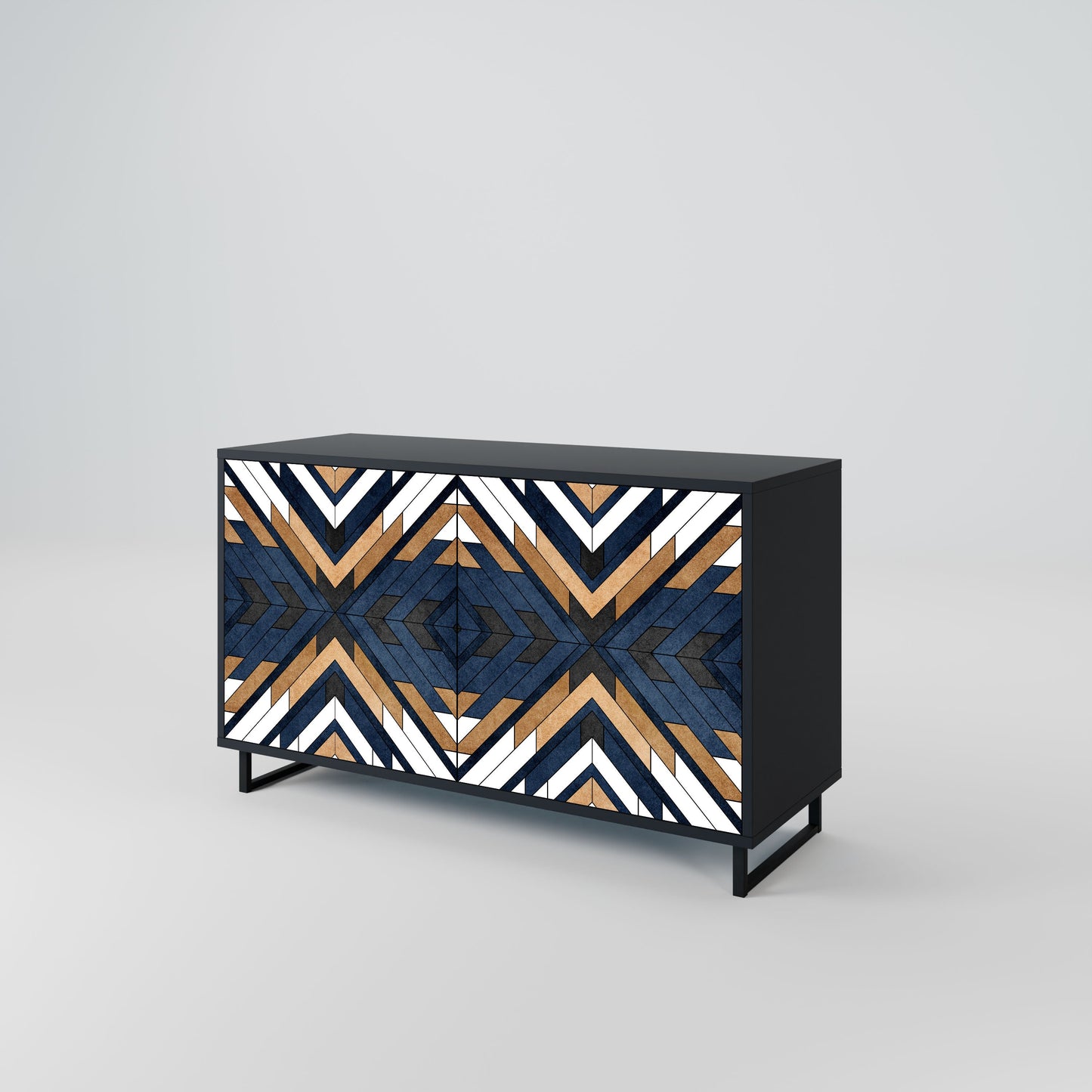 ARTFUL GEOMETRY Madia a 2 Ante in Finitura Nera