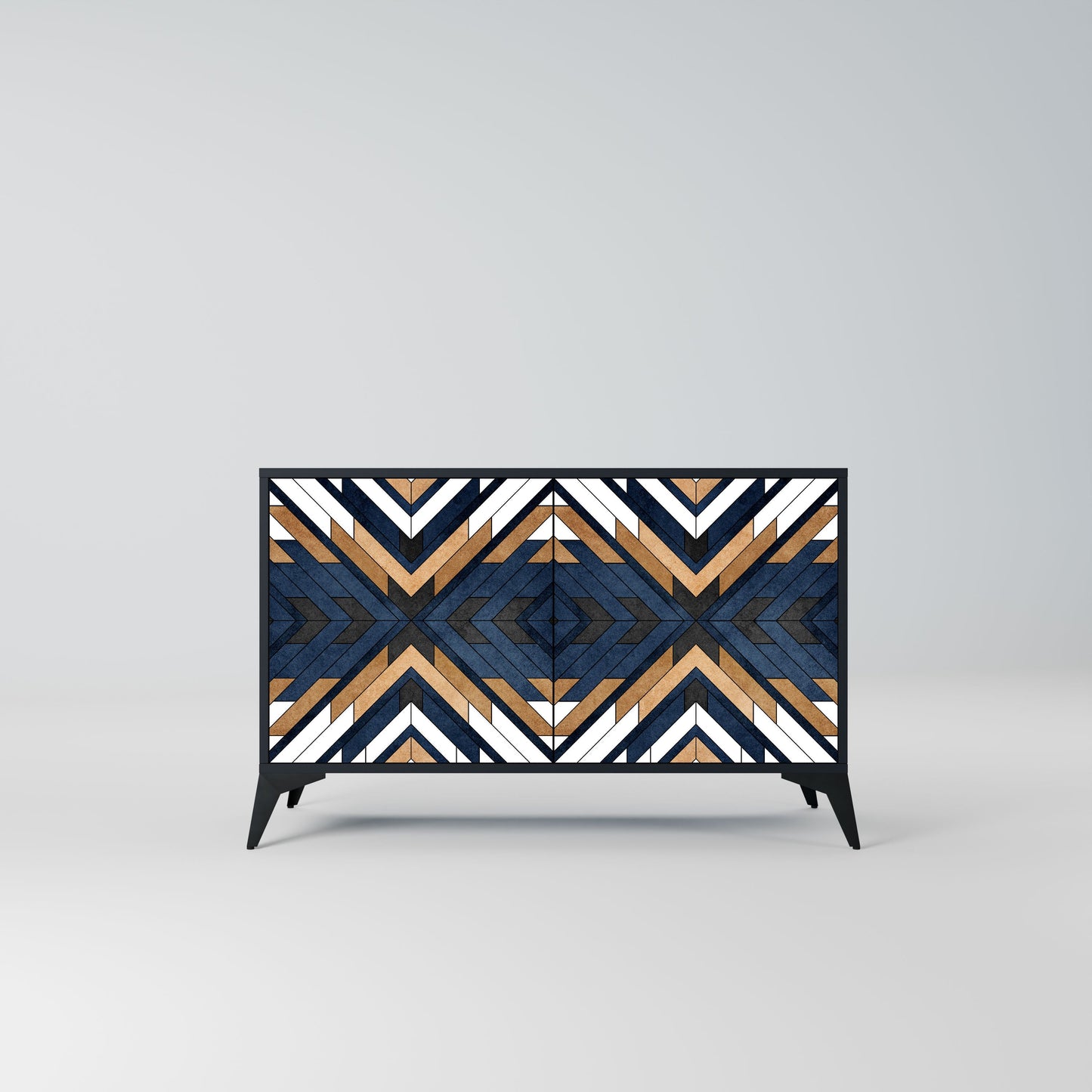 ARTFUL GEOMETRY Madia a 2 Ante in Finitura Nera