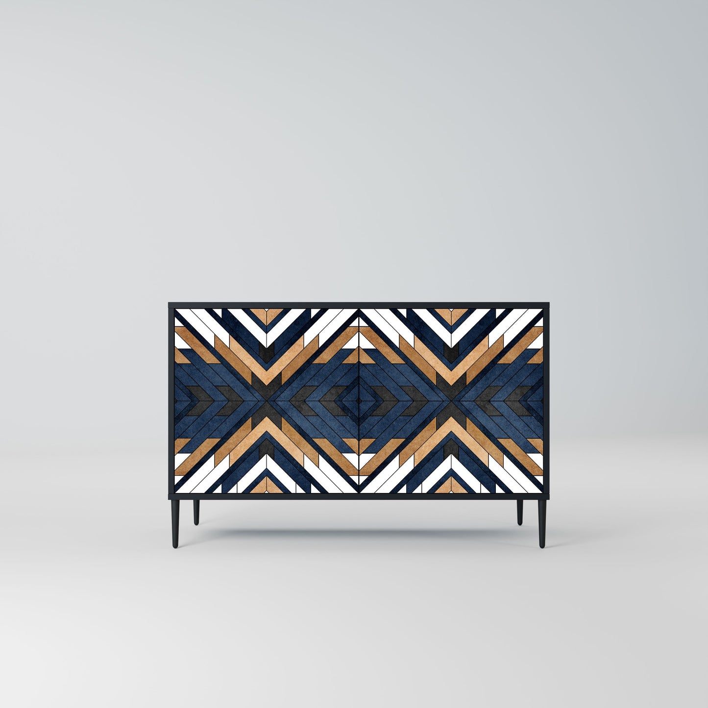 ARTFUL GEOMETRY Madia a 2 Ante in Finitura Nera