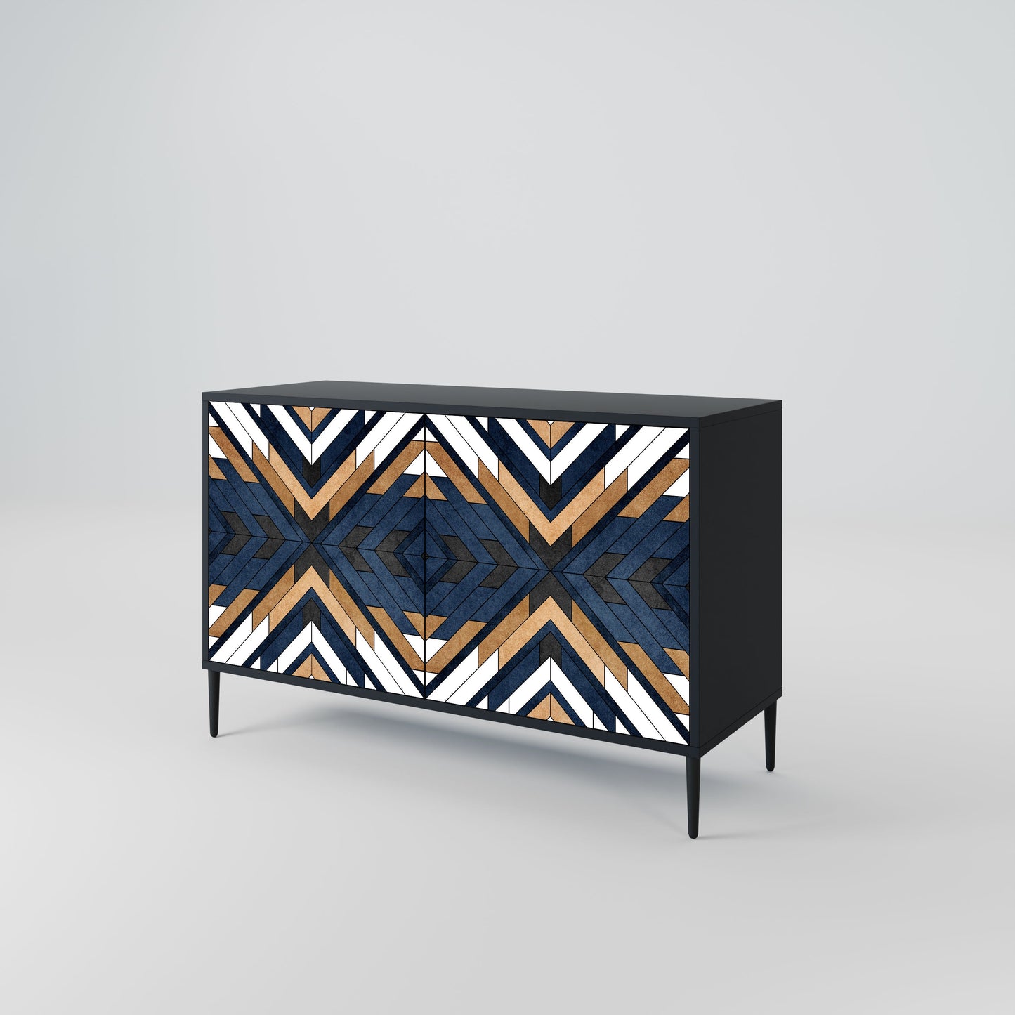 ARTFUL GEOMETRY Madia a 2 Ante in Finitura Nera