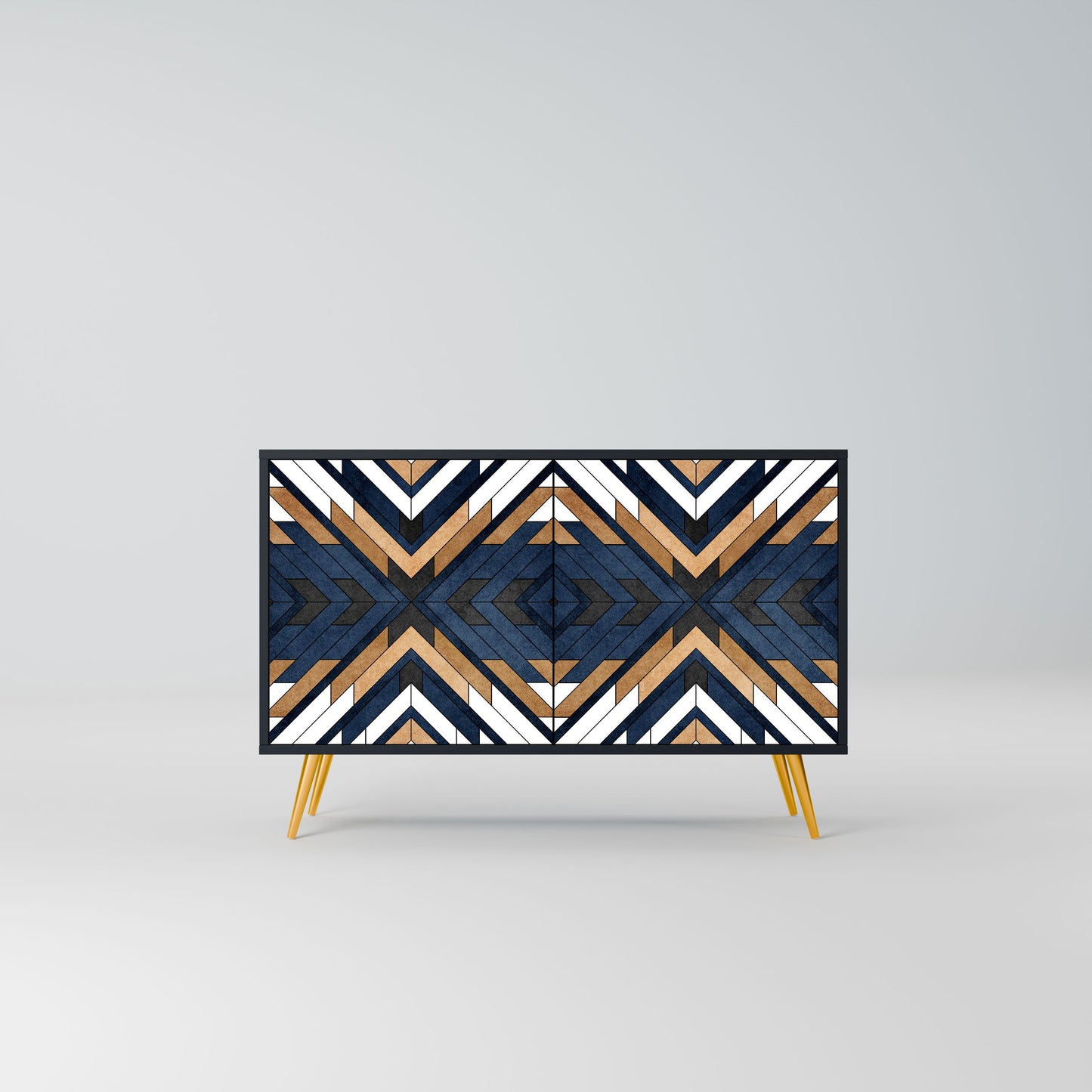 ARTFUL GEOMETRY Madia a 2 Ante in Finitura Nera