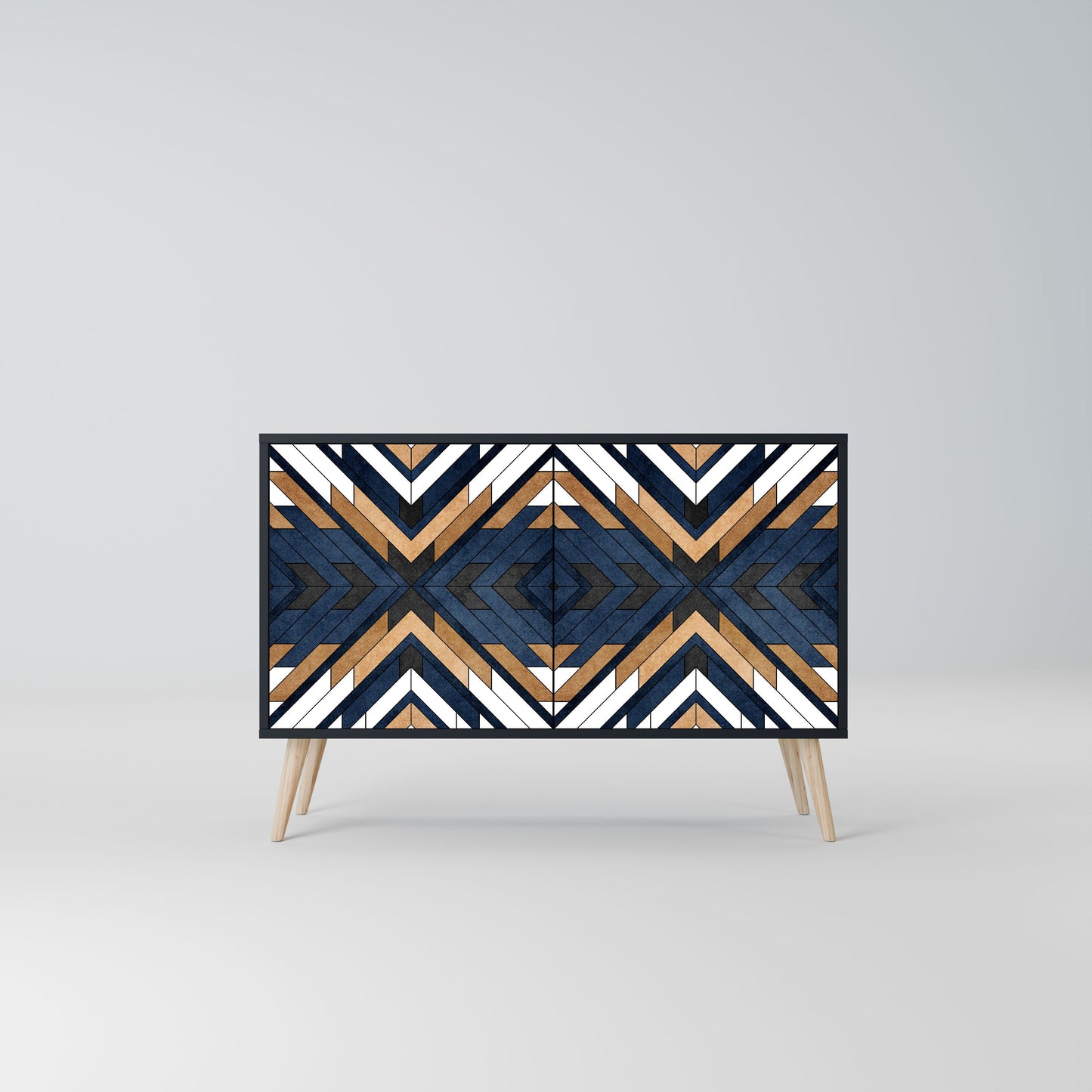 ARTFUL GEOMETRY Madia a 2 Ante in Finitura Nera