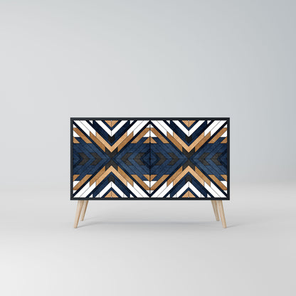 ARTFUL GEOMETRY Madia a 2 Ante in Finitura Nera