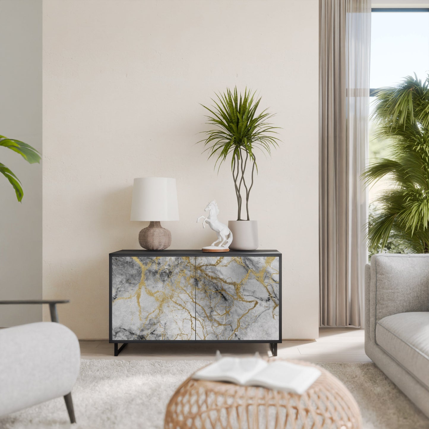 TIMELESS GLIDE 2-Door Sideboard in Black Finish