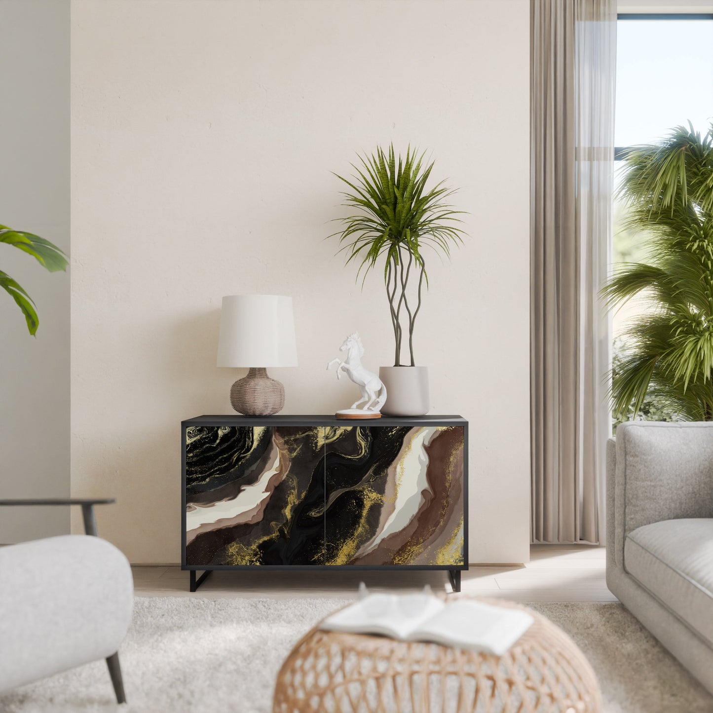 GOLD DUST 2-Door Sideboard in Black Finish