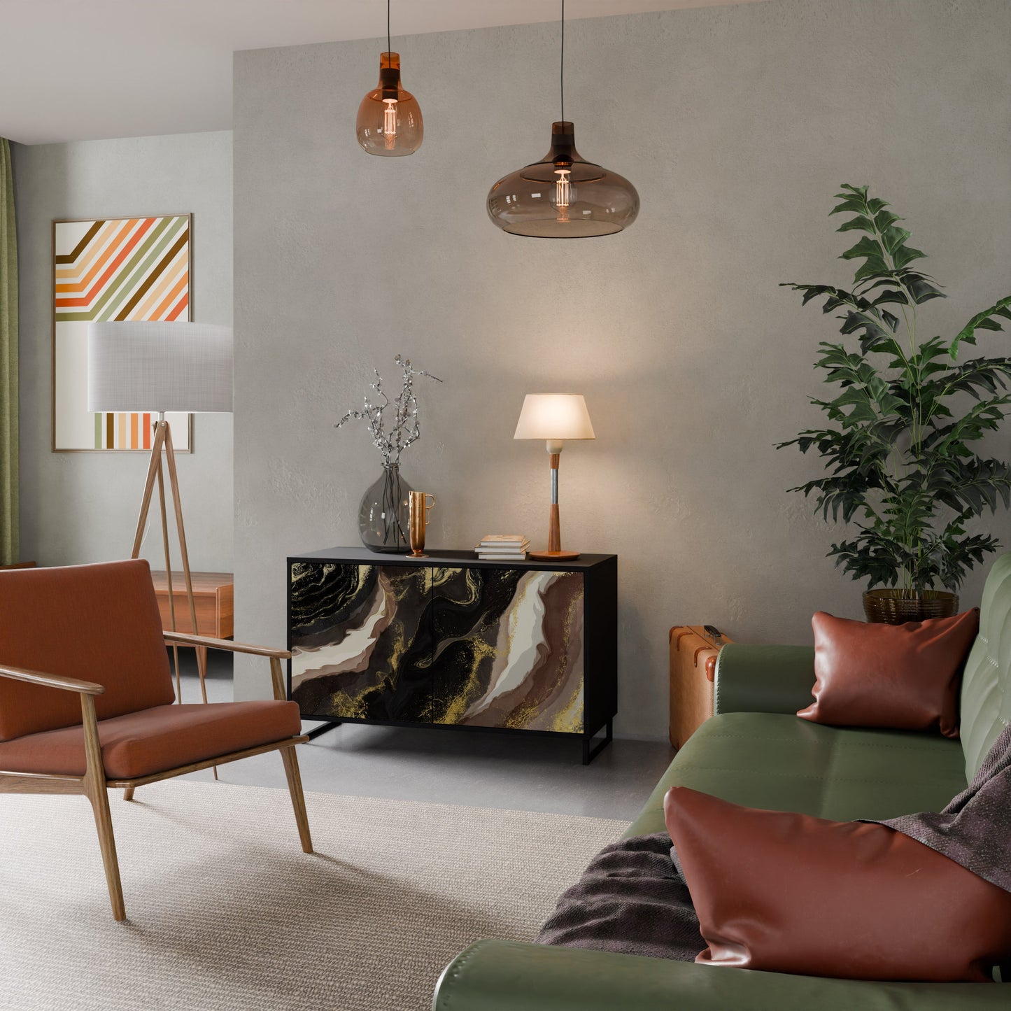 GOLD DUST 2-Door Sideboard in Black Finish