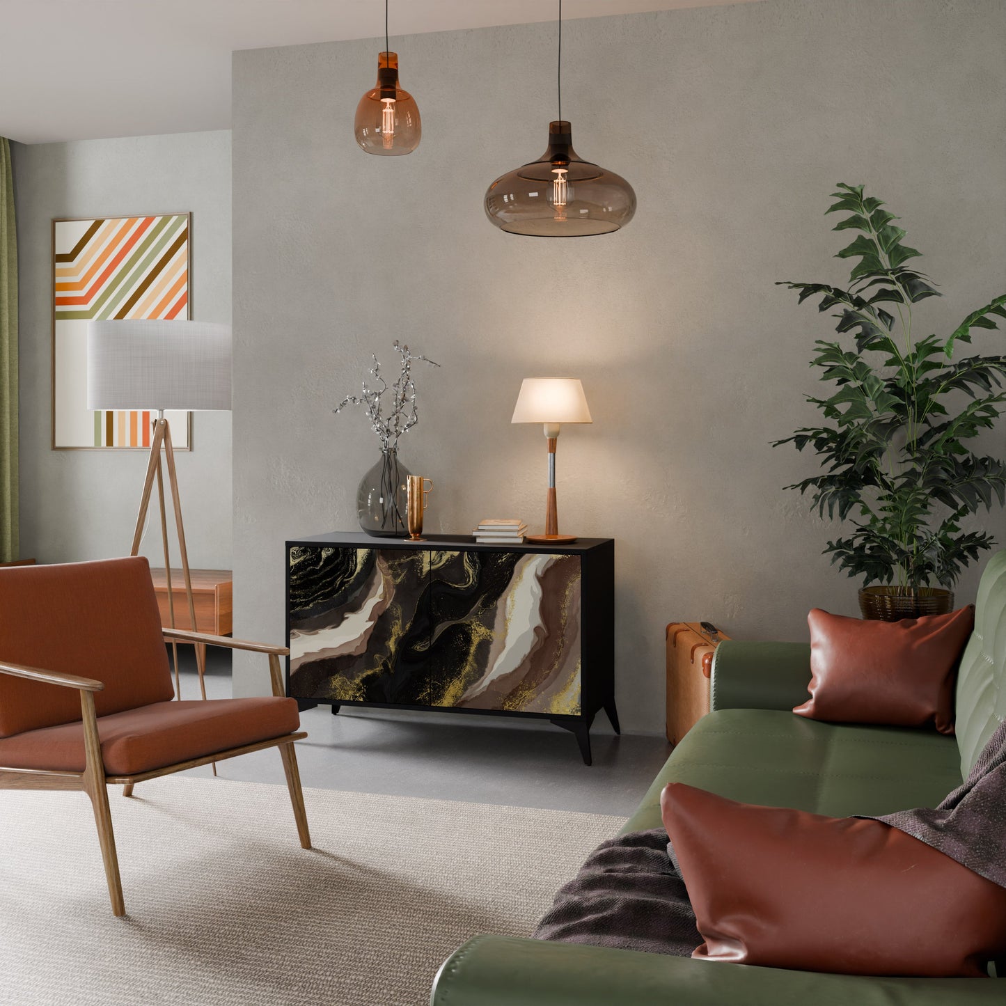 GOLD DUST 2-Door Sideboard in Black Finish